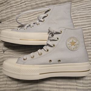 Light Blue And Gold High-Top Sneakers
